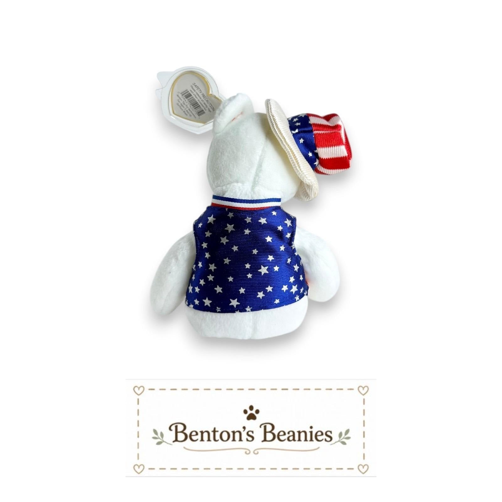 Sam the Patriotic Bear TY Beanie Baby | Mint Heart & Tush Tags