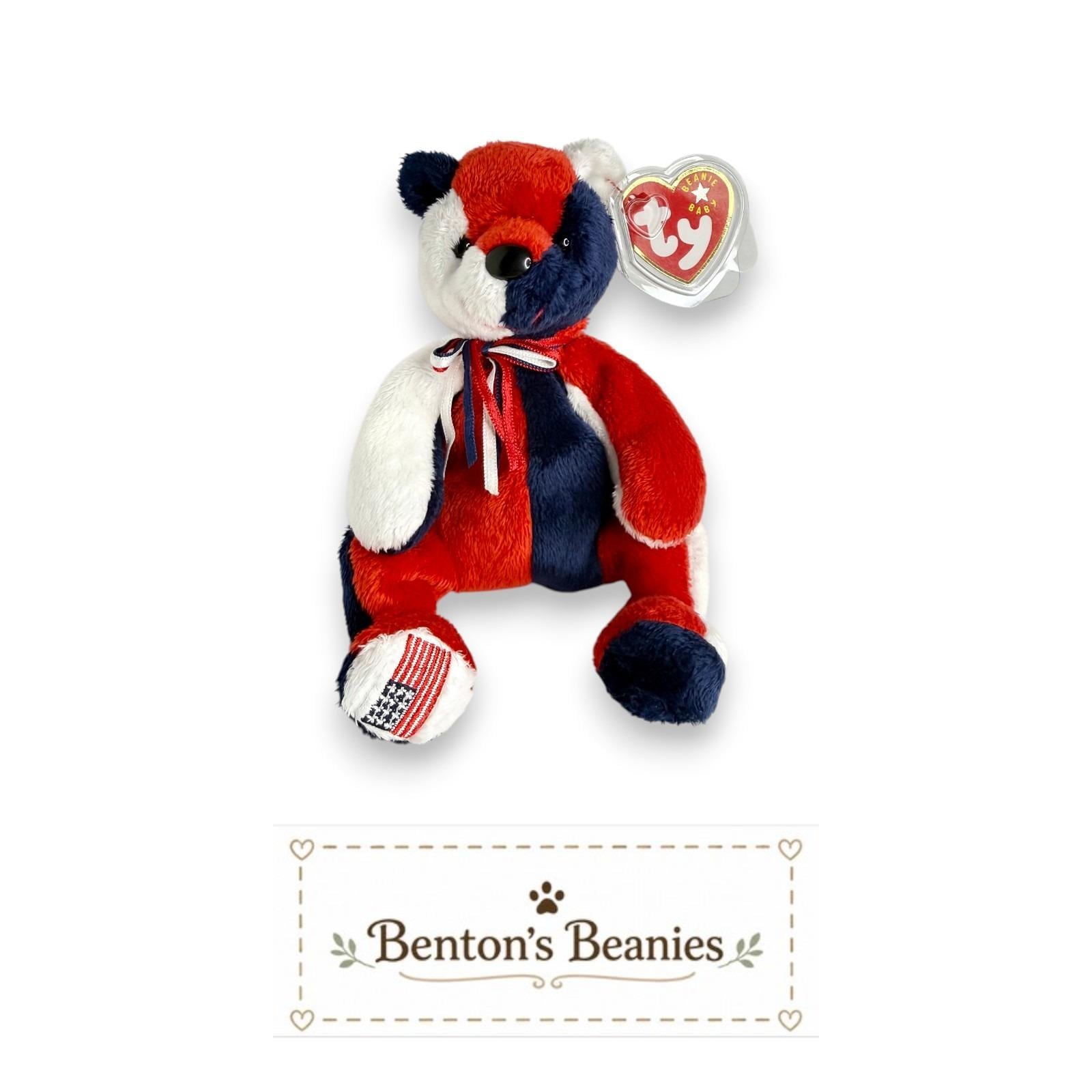 Patriot the Bear TY Beanie Baby | Mint Heart & Tush Tags