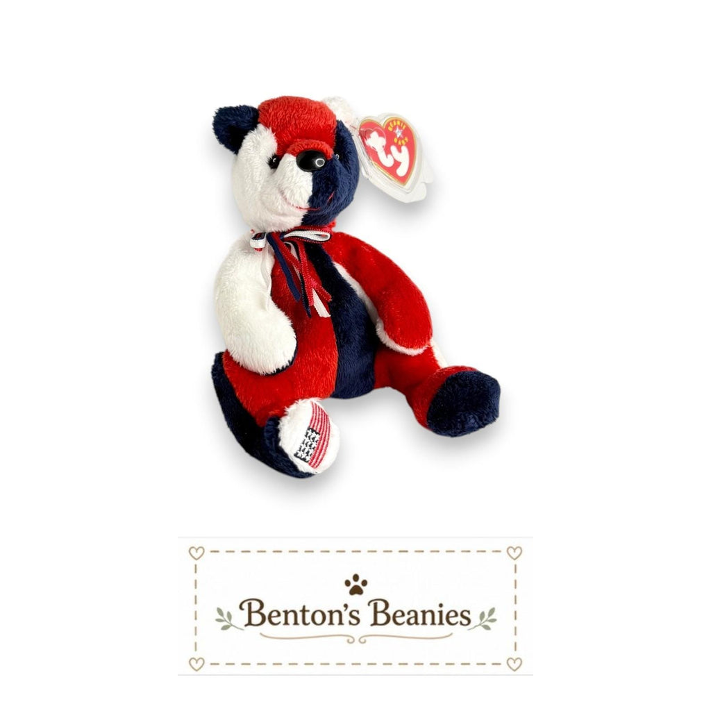 Patriot the Bear TY Beanie Baby | Mint Heart & Tush Tags