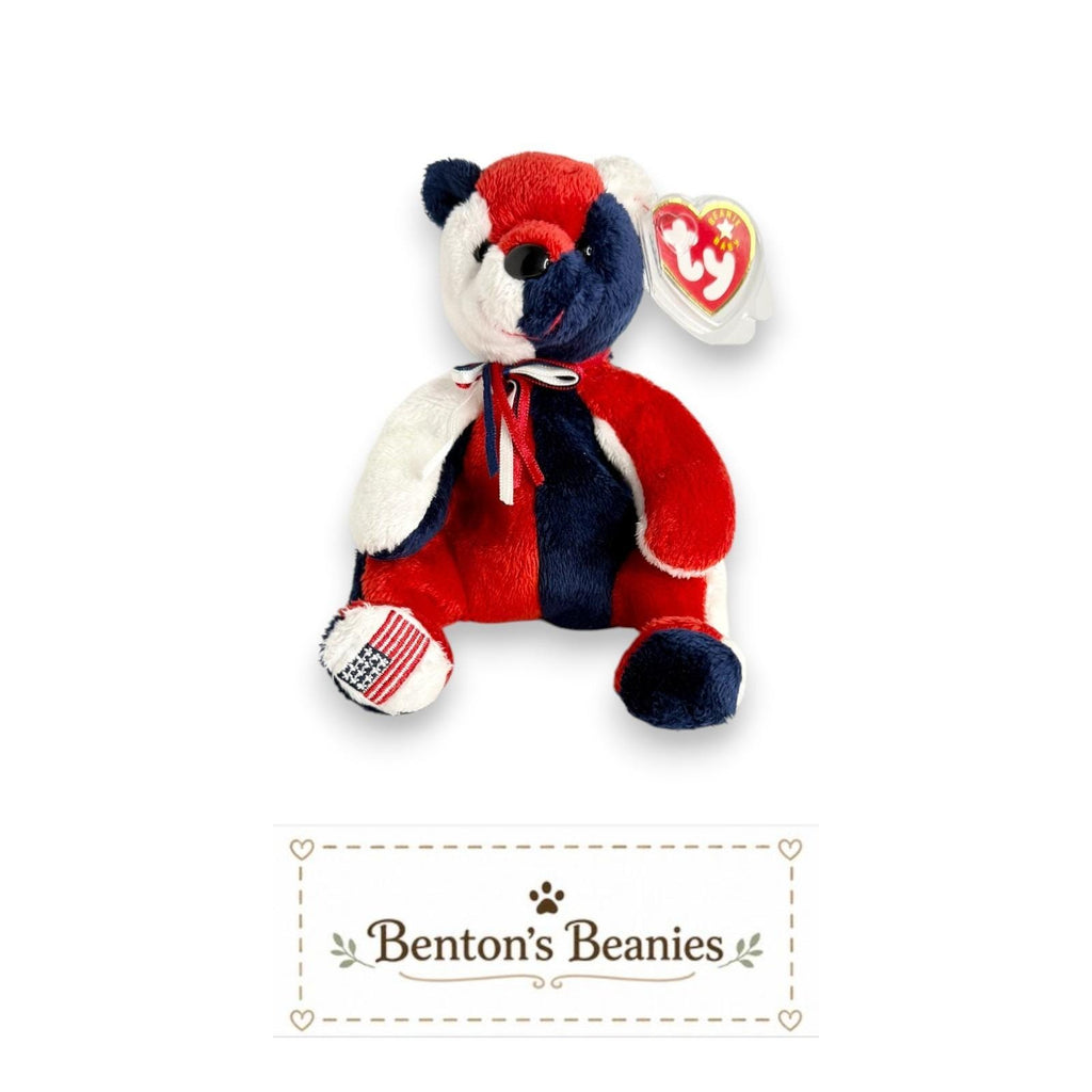 Patriot the Bear TY Beanie Baby | Mint Heart & Tush Tags