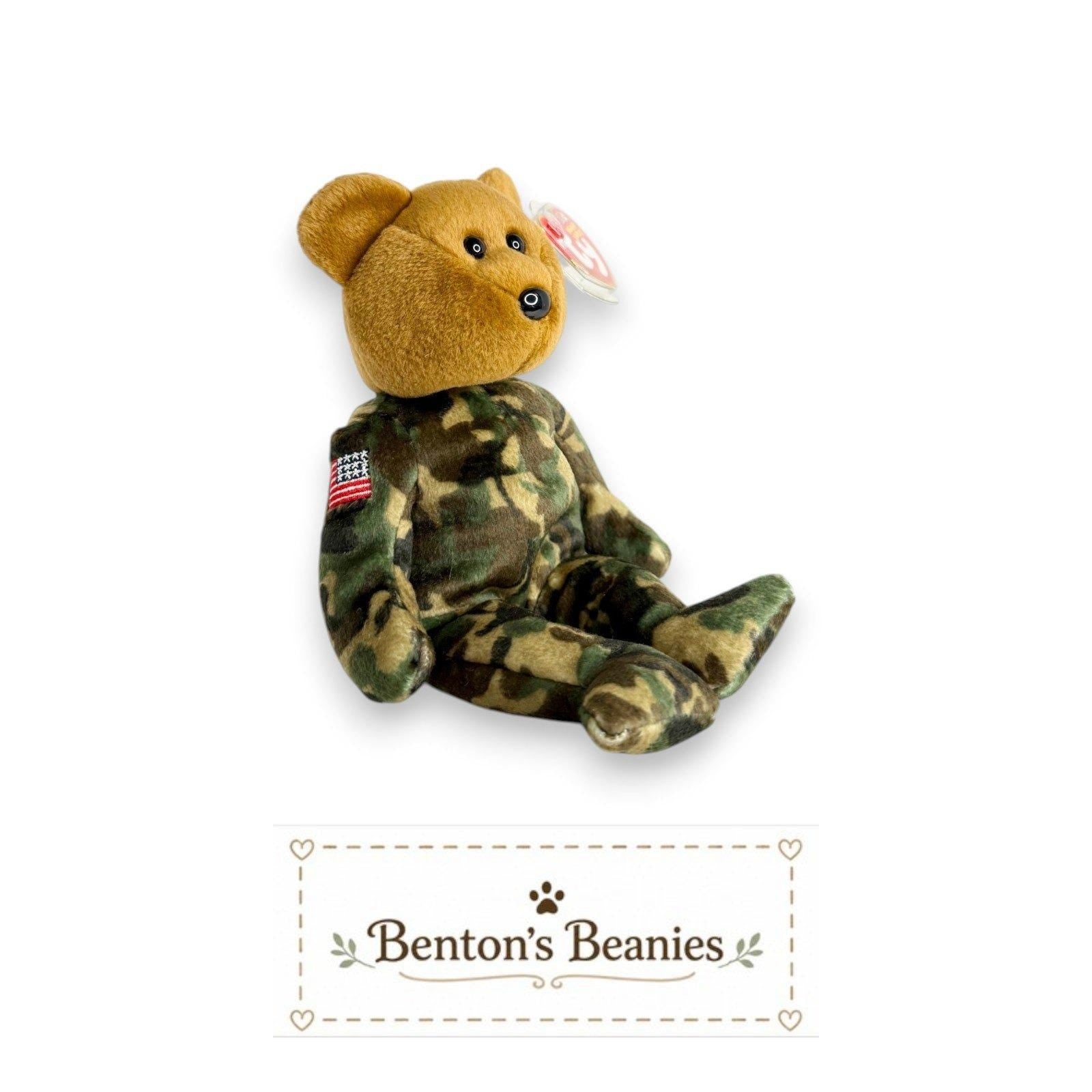 Hero the USA Bear TY Beanie Baby | Mint Heart & Tush Tags