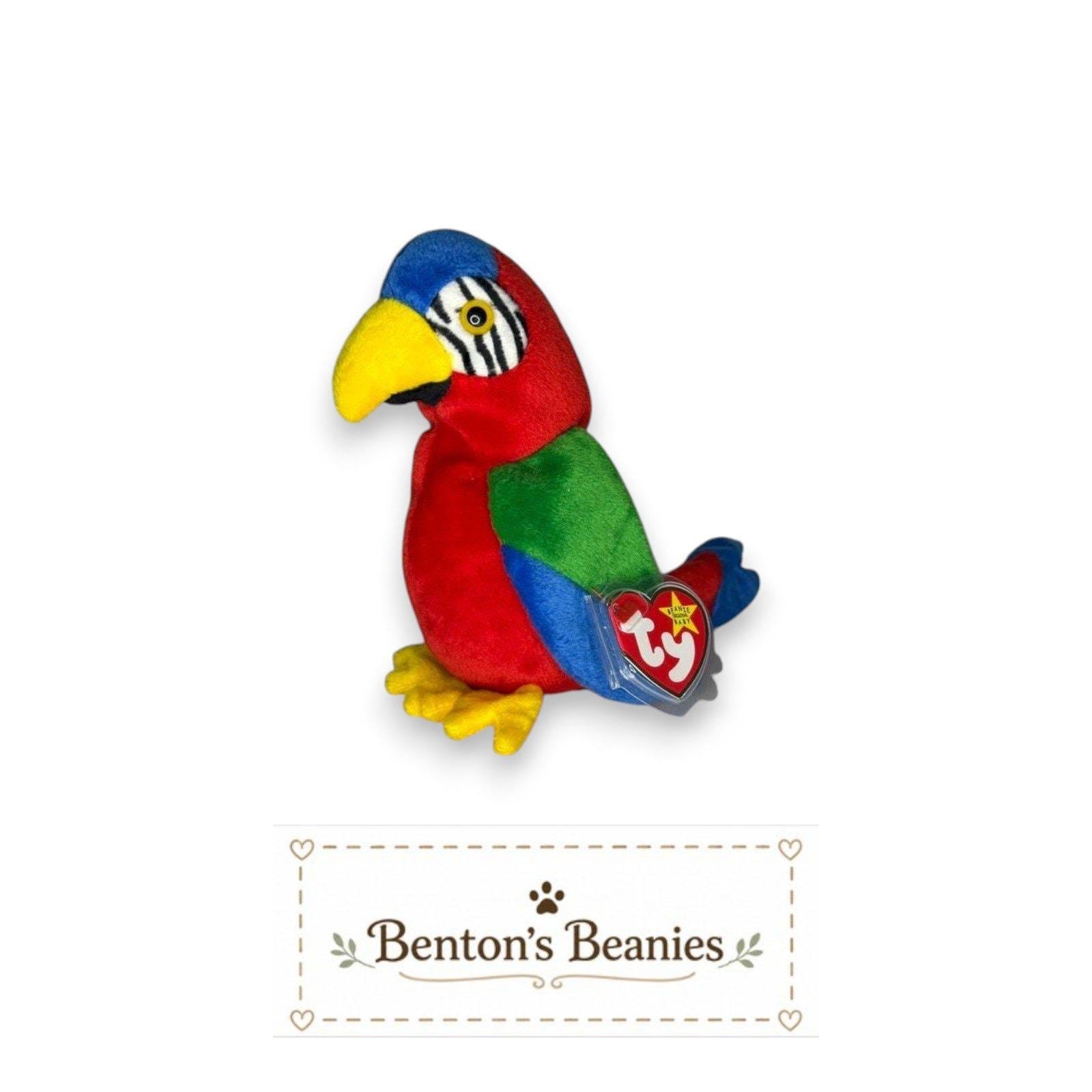 Jabber the Parrot TY Beanie Baby | Mint Heart & Tush Tag