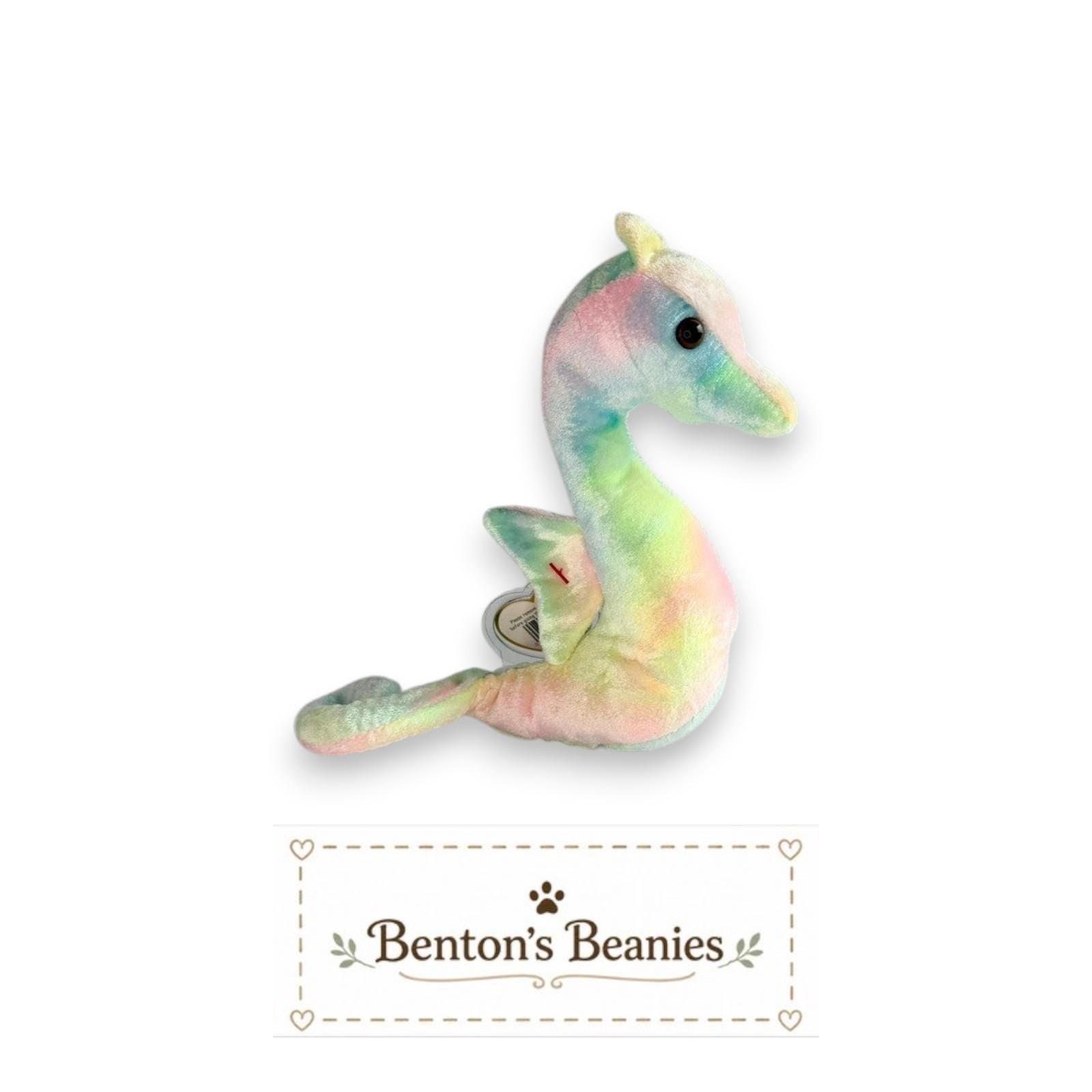 Neon the Seahorse TY Beanie Baby | Mint Heart & Tush Tag