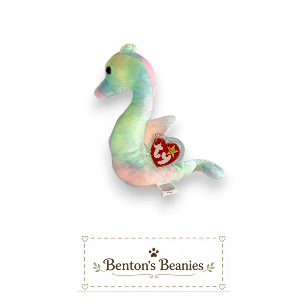 Neon the Seahorse TY Beanie Baby | Mint Heart & Tush Tag