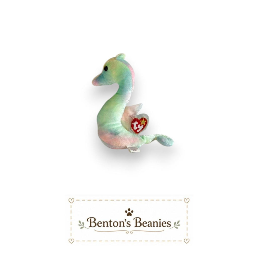Neon the Seahorse TY Beanie Baby | Mint Heart & Tush Tag
