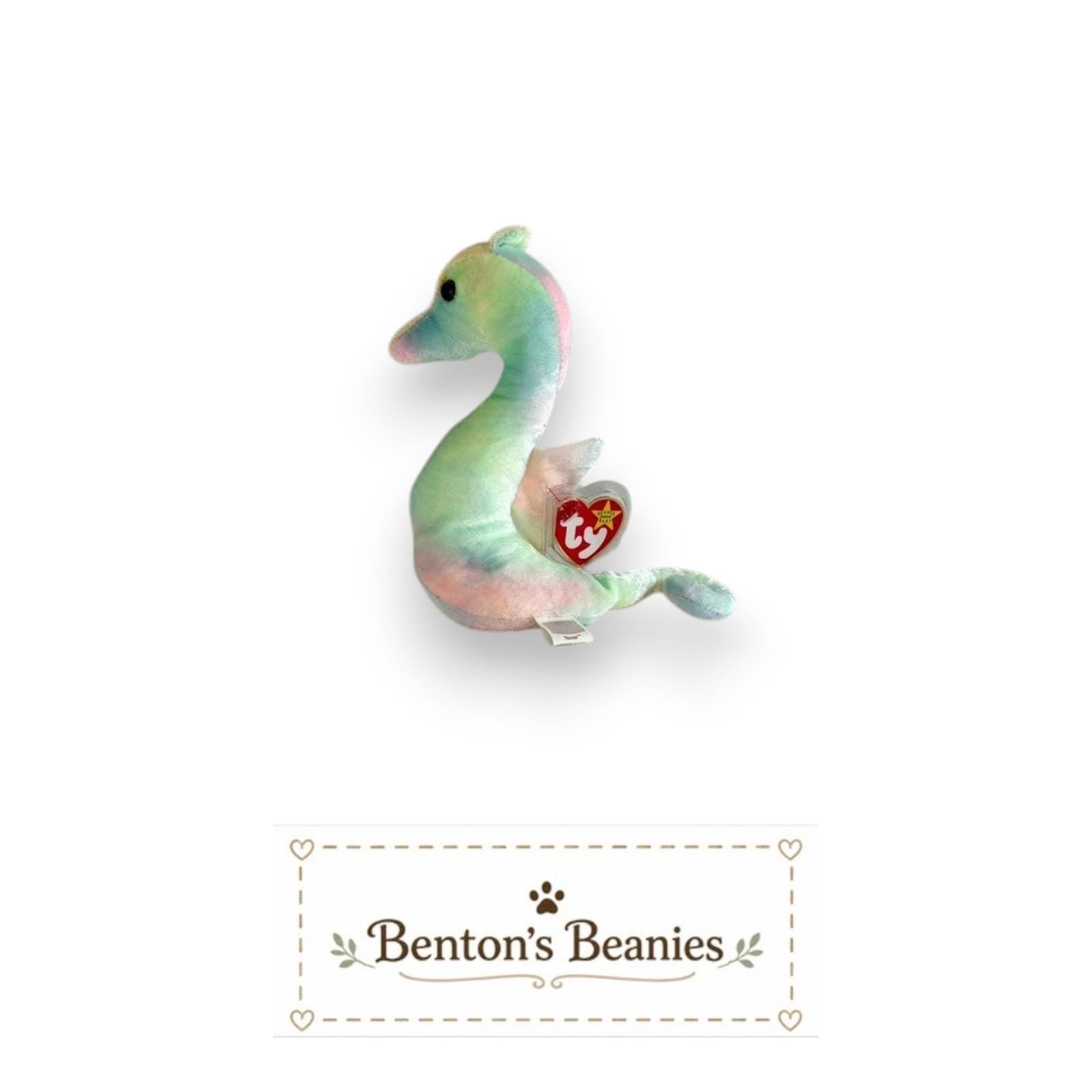 Neon the Seahorse TY Beanie Baby | Mint Heart & Tush Tag