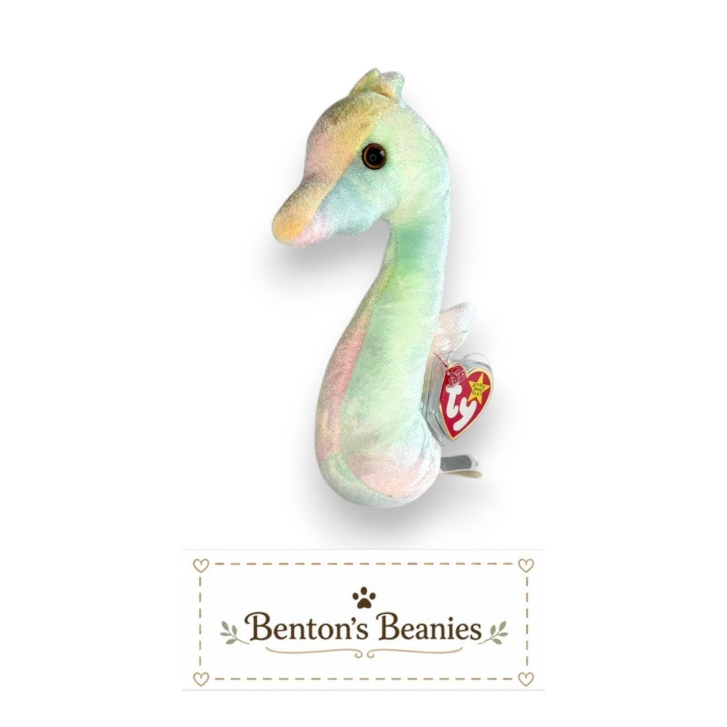 Neon the Seahorse TY Beanie Baby | Mint Heart & Tush Tag