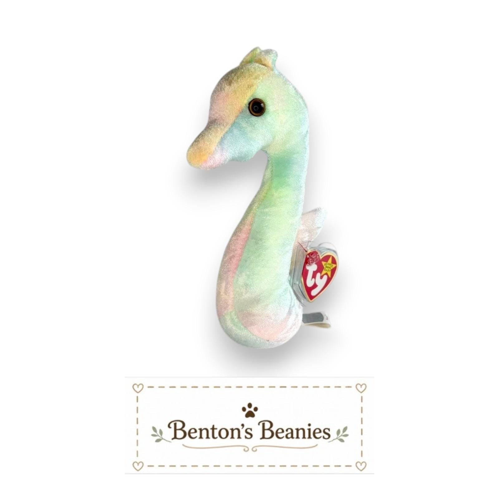 Neon the Seahorse TY Beanie Baby | Mint Heart & Tush Tag