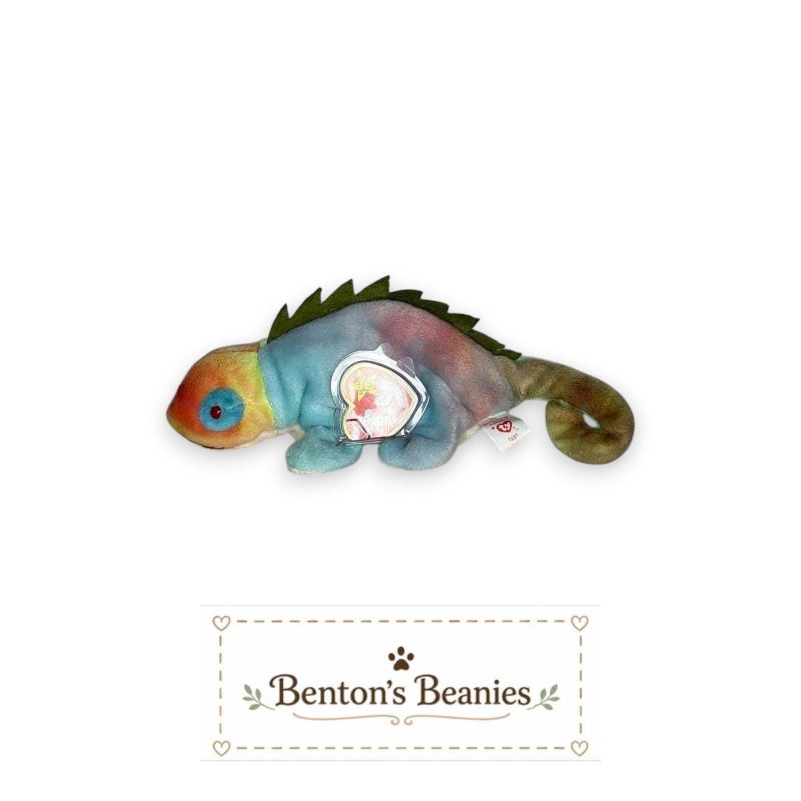 Iggy the Chameleon TY Beanie Baby | Mint Heart & Tush Tag