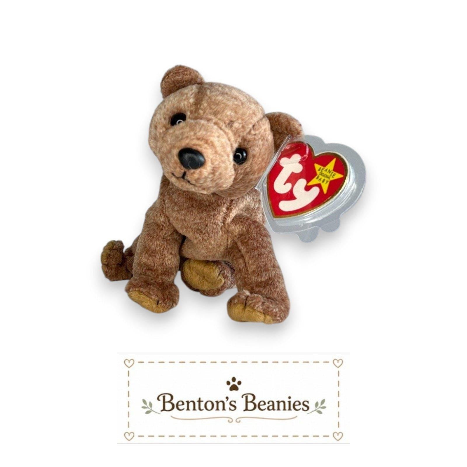 Pecan the Bear TY Beanie Baby | Mint Heart & Tush Tag
