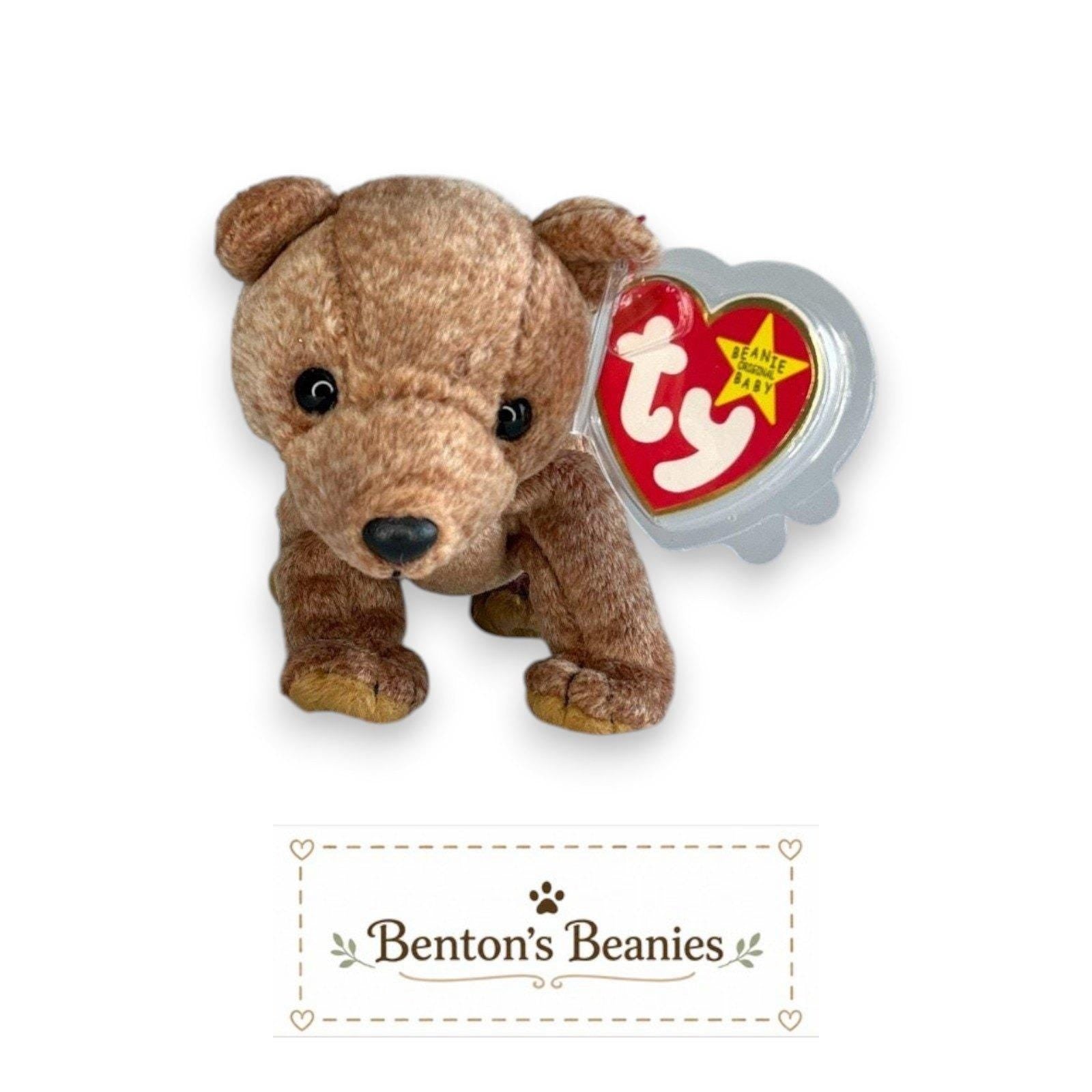Pecan the Bear TY Beanie Baby | Mint Heart & Tush Tag
