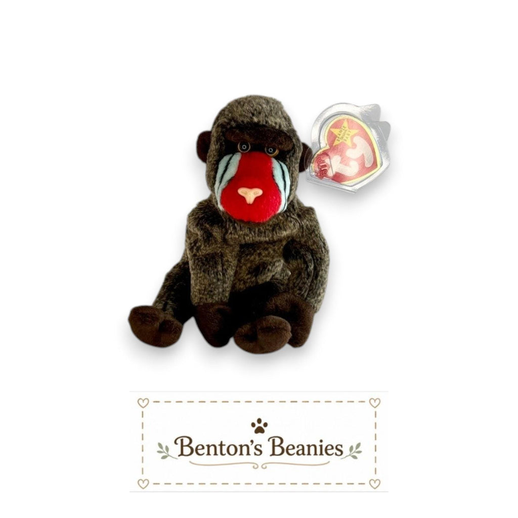 Cheeks the Baboon TY Beanie Baby | Mint Heart & Tush Tag