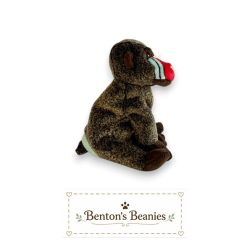 Cheeks the Baboon TY Beanie Baby | Mint Heart & Tush Tag