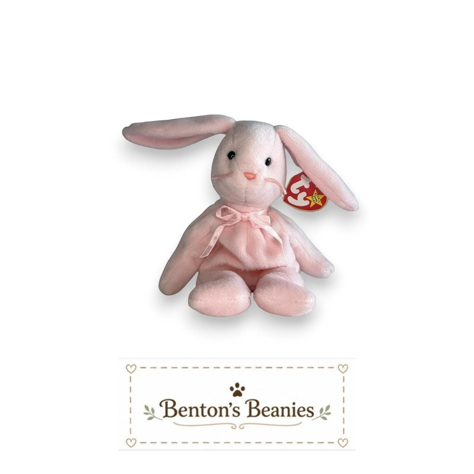 Hoppity the Pink Rabbit Ty Beanie Baby | Springtime Hopper | Mint Heart Tag