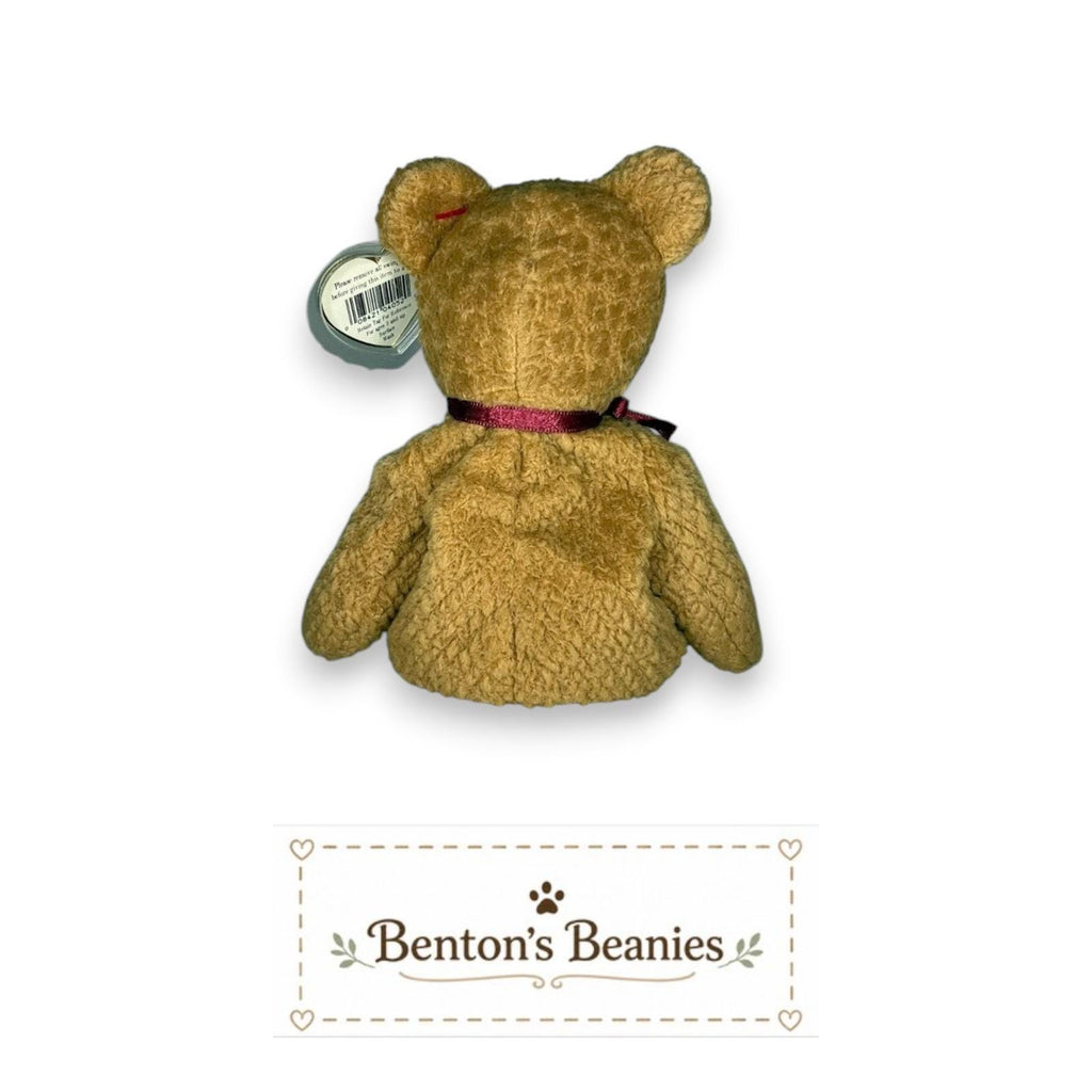 Curly the Bear TY Beanie Baby | Mint Heart & Tush Tag