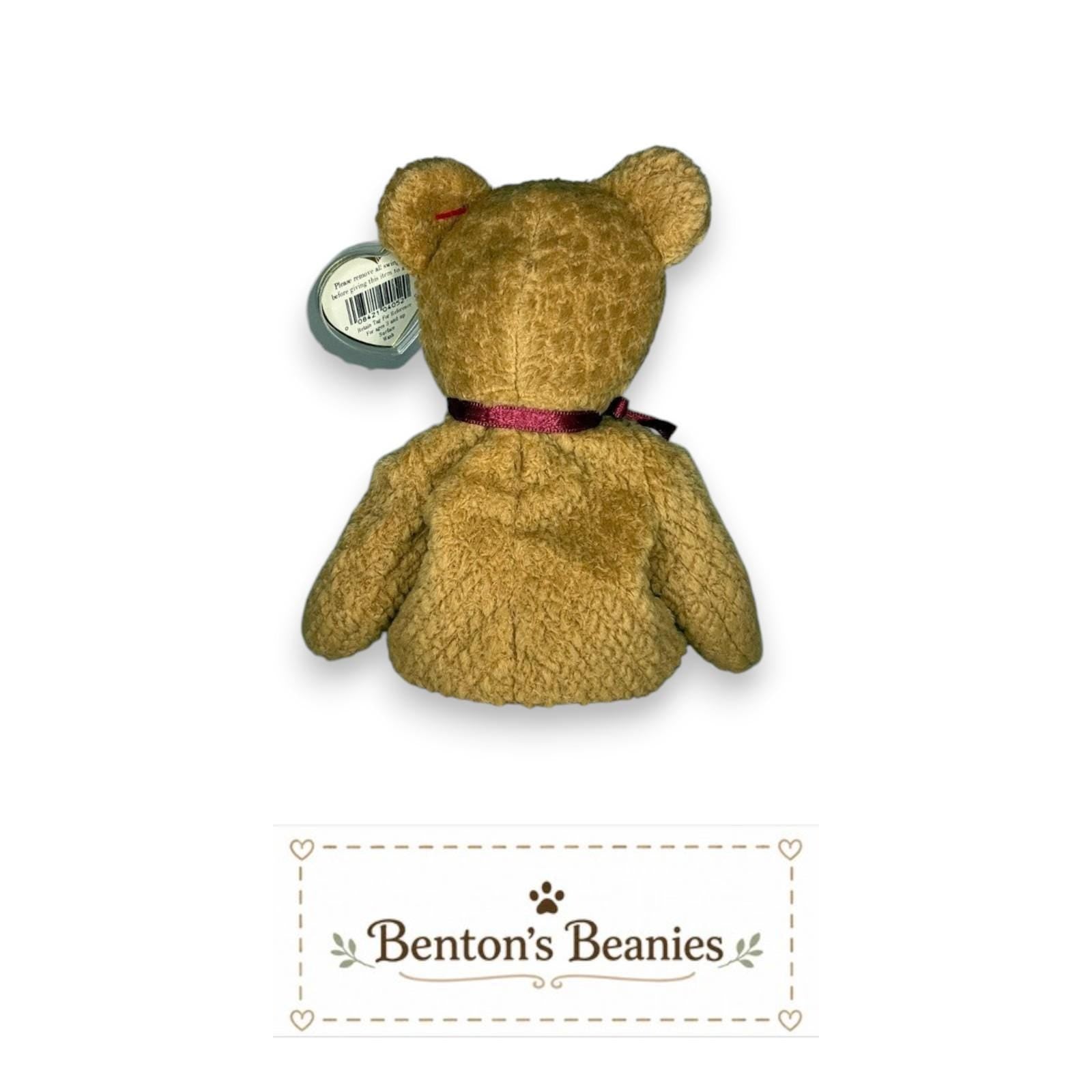 Curly the Bear TY Beanie Baby | Mint Heart & Tush Tag