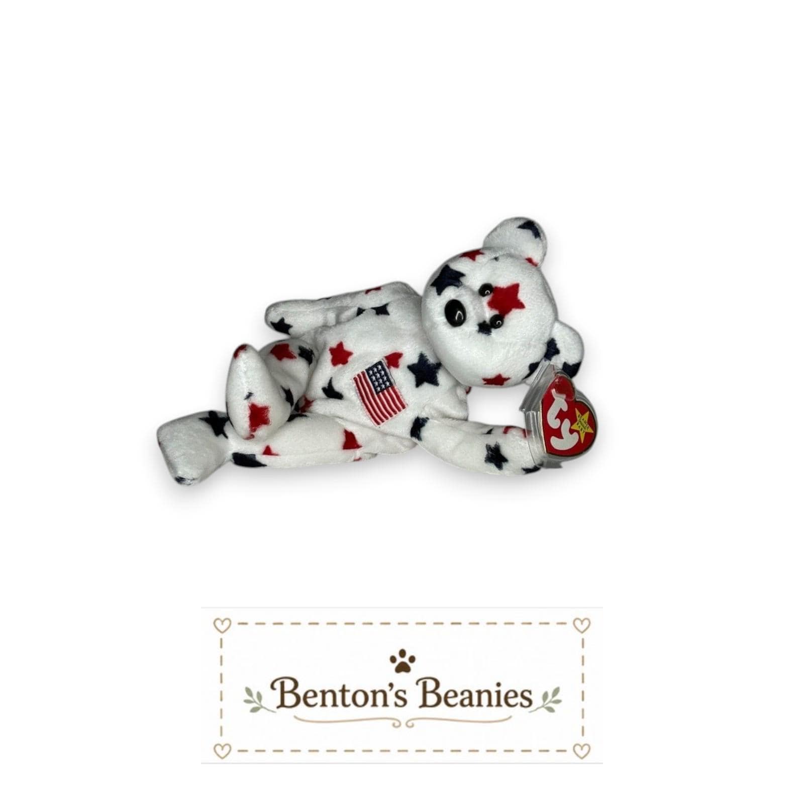 Glory the Bear TY Beanie Baby | Mint Heart & Tush Tag