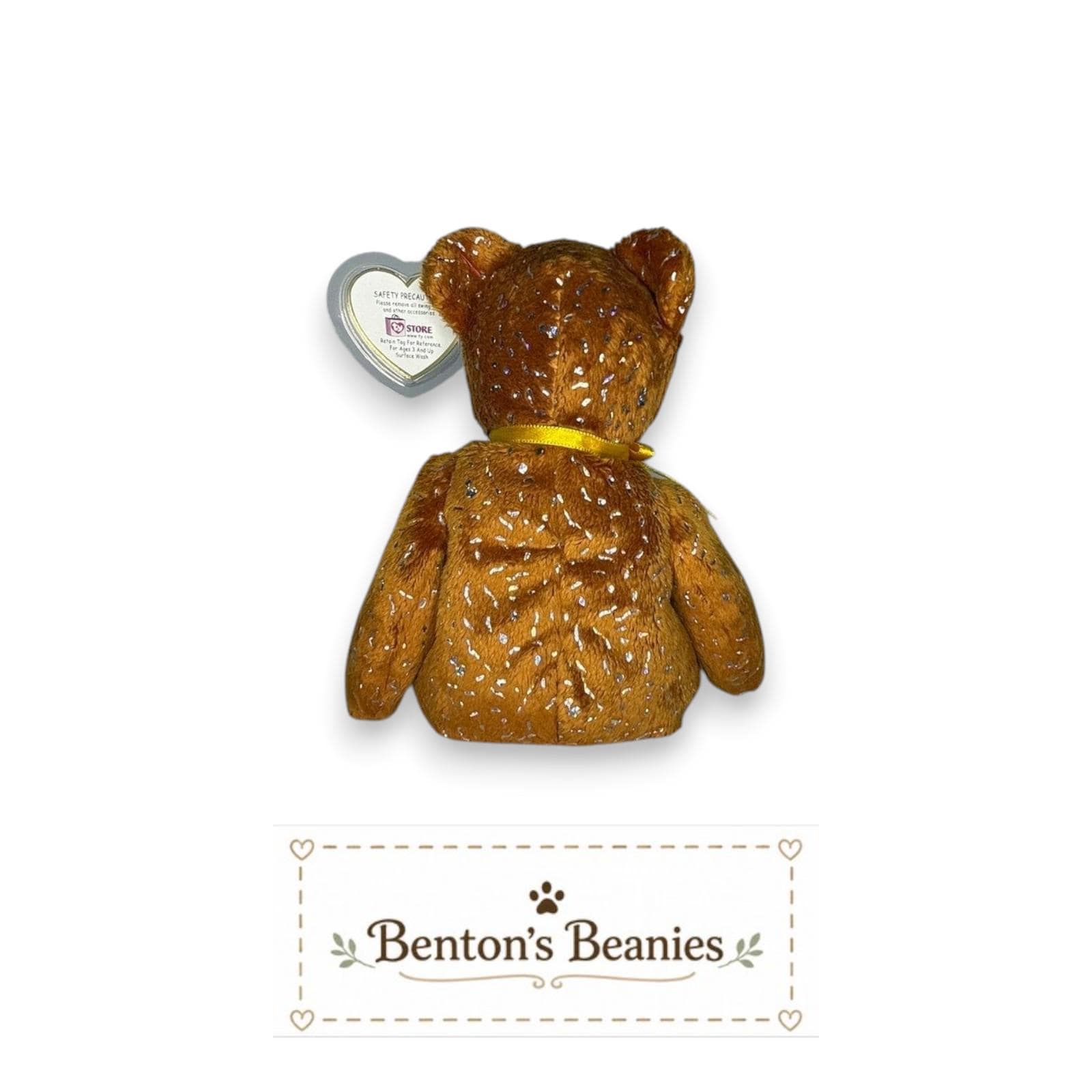 Decade the Bear Brown TY Beanie Baby | Mint Heart/Tush Tag