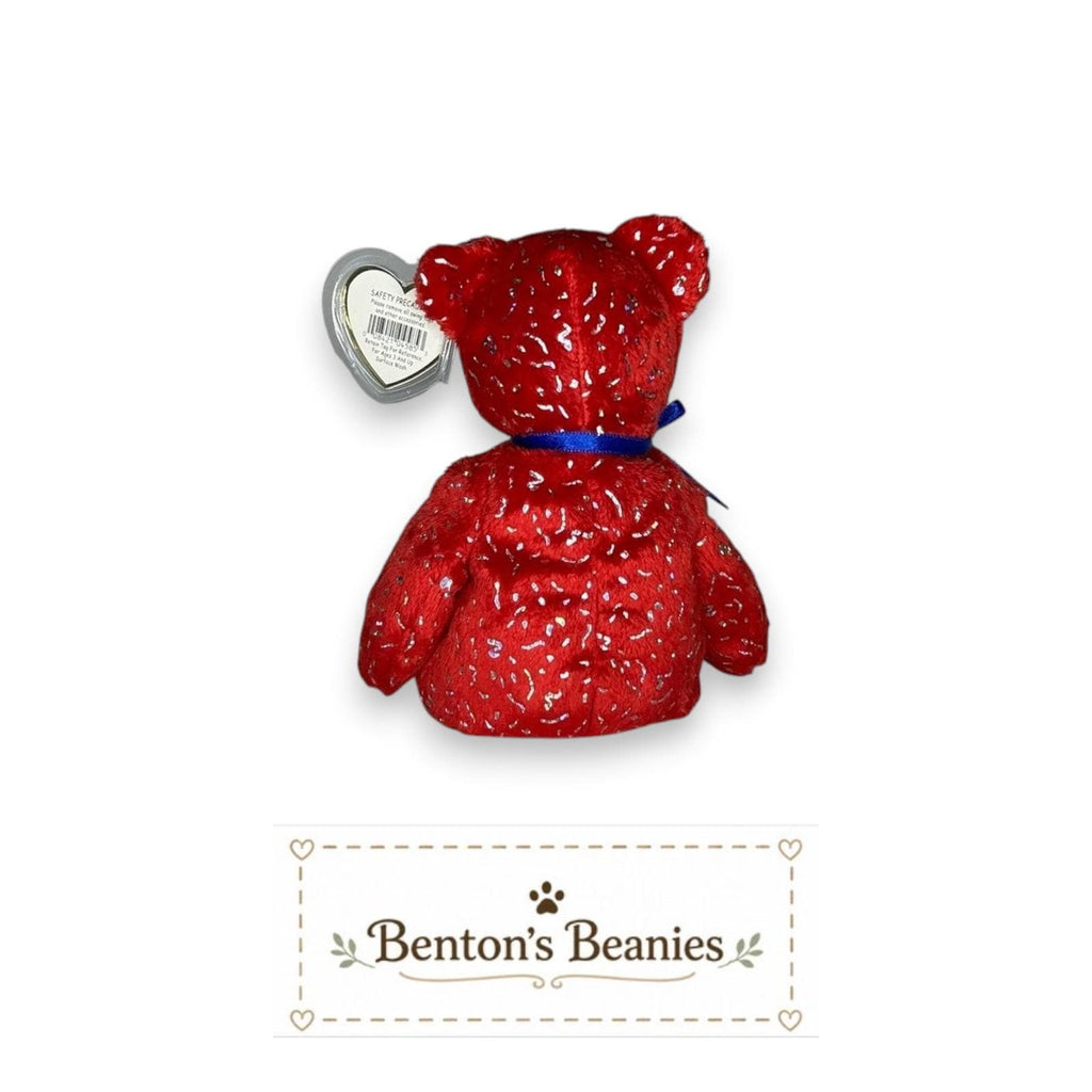 Decade the Bear Red TY Beanie Baby | Mint Heart/Tush Tag
