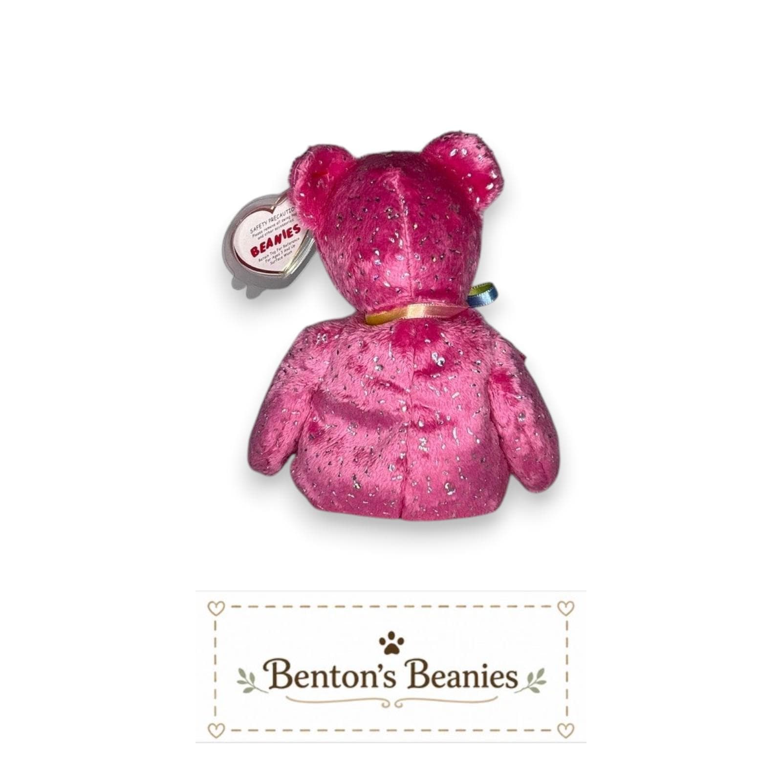 Decade the Bear Pink TY Beanie Baby | Mint Heart/Tush Tag