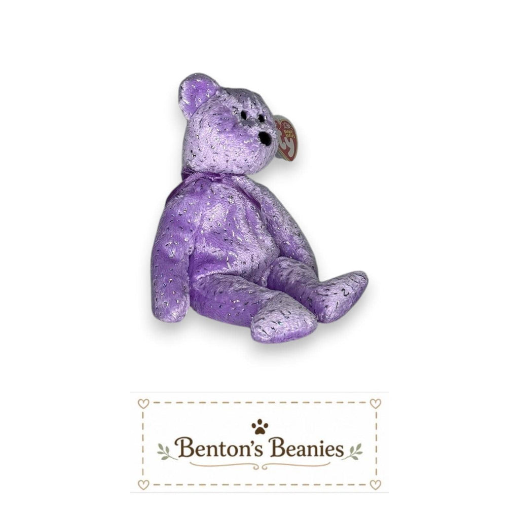 Decade the Bear Purple TY Beanie Baby | Mint Heart/Tush Tag