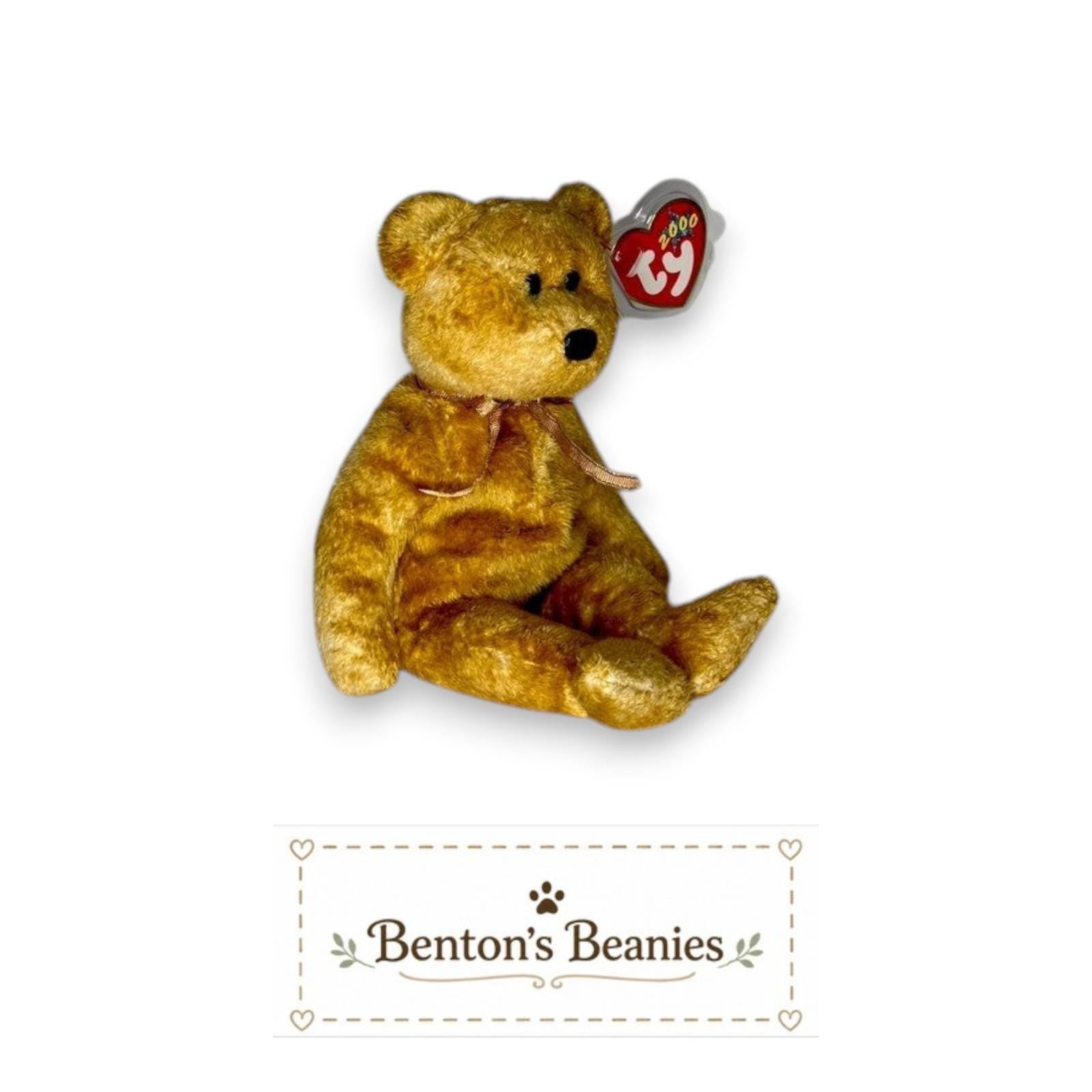 Cashew the Bear TY Beanie Baby | Mint Heart & Tush Tag