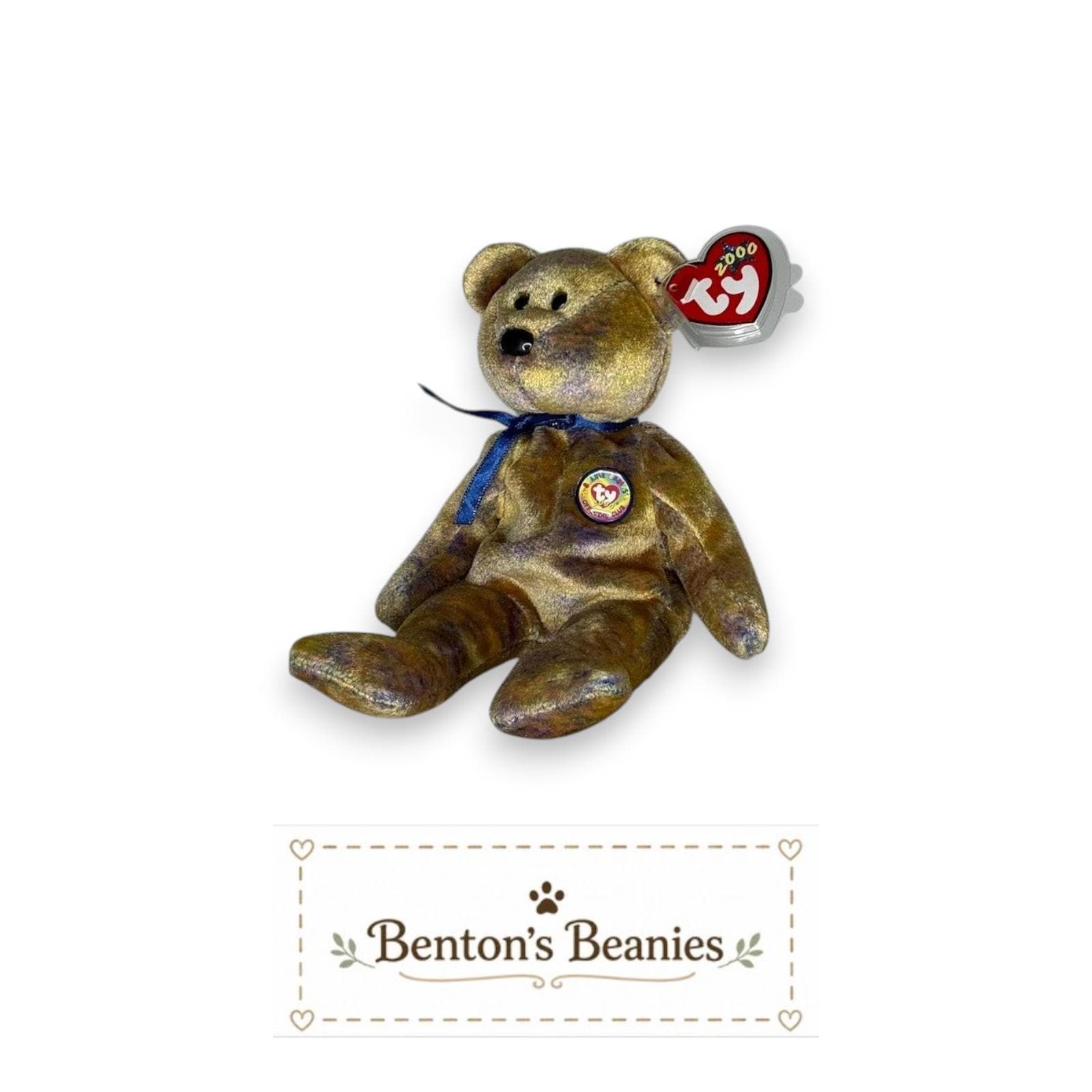 Clubby III the Bear TY Beanie Baby | Mint Heart/Tush Tag