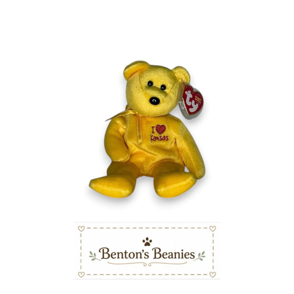 Kansas the Bear TY Beanie Baby | Mint Heart and Tush Tag