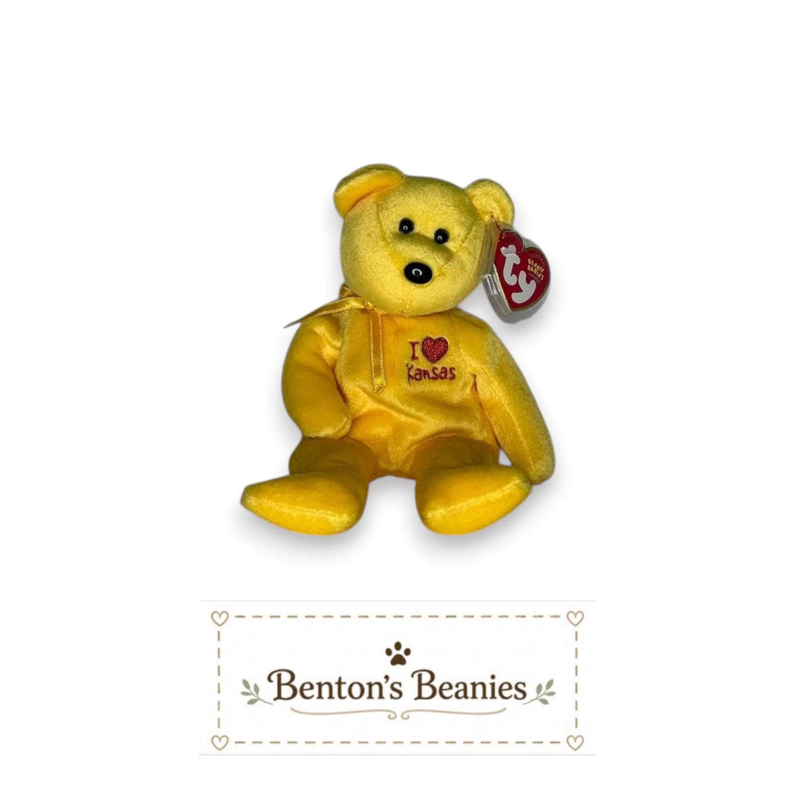 Kansas the Bear TY Beanie Baby | Mint Heart and Tush Tag