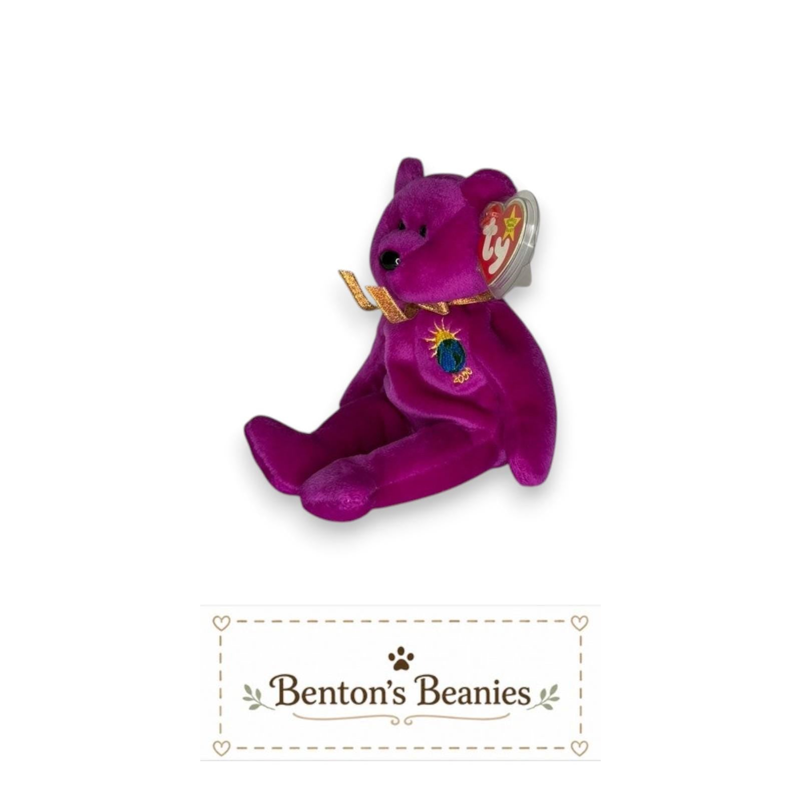 Millennium the Bear TY Beanie Baby | Mint Heart & Tush Tag