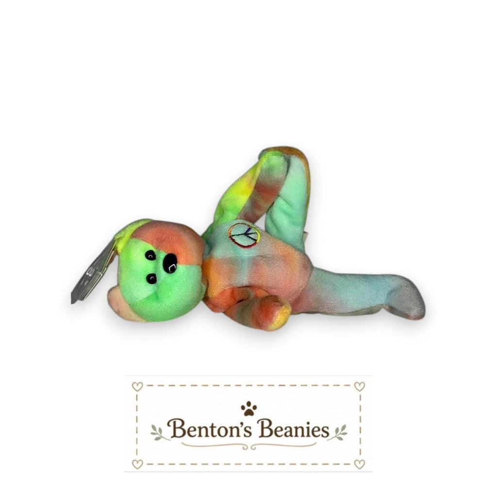 Peace the Bear TY Beanie Baby | Mint Heart & Tush Tag