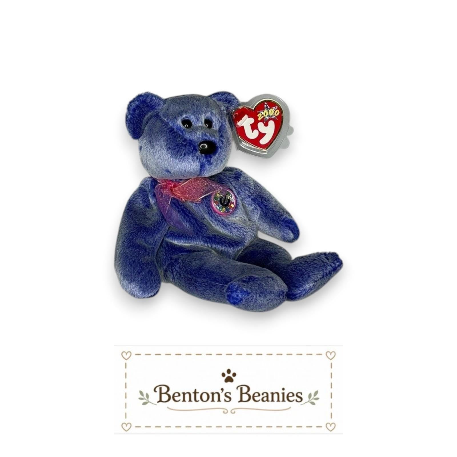 Periwinkle the Bear TY Beanie Baby | Mint Heart/Tush Tag