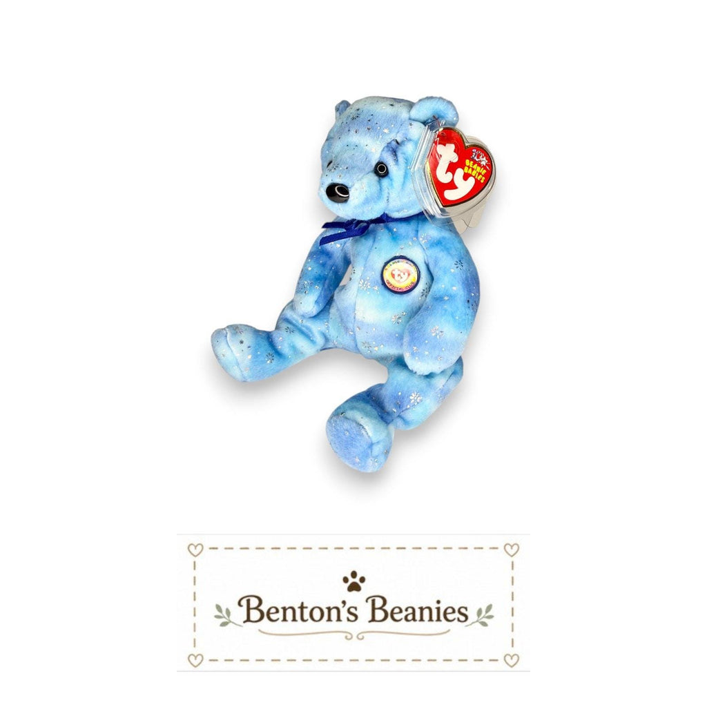 Clubby VI Blue Bear TY Beanie Baby | Mint Heart & Tush Tag
