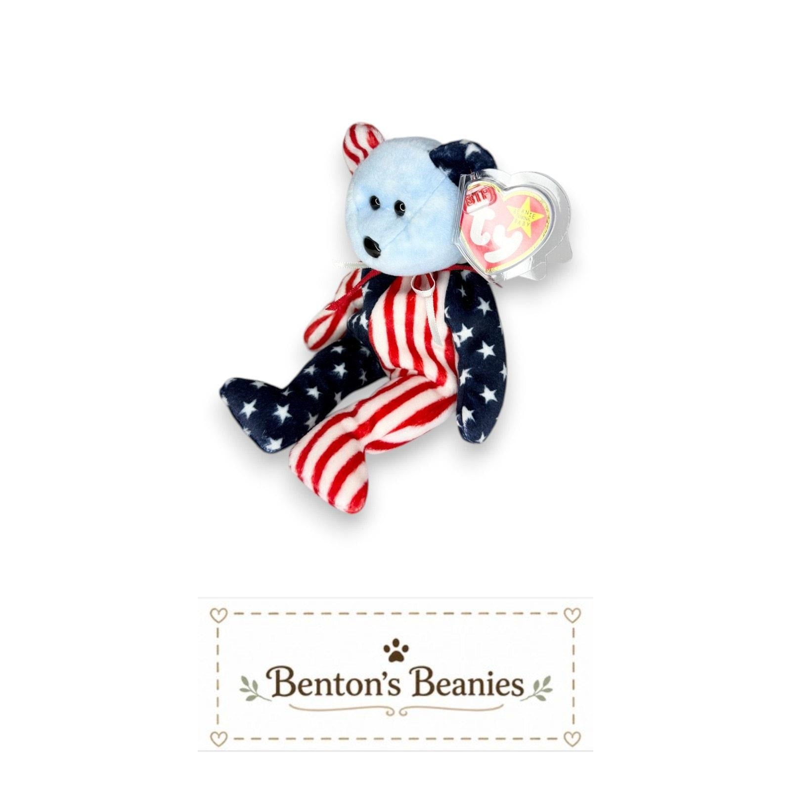 Spangle the Blue Bear TY Beanie Baby | Mint Heart & Tush Tag