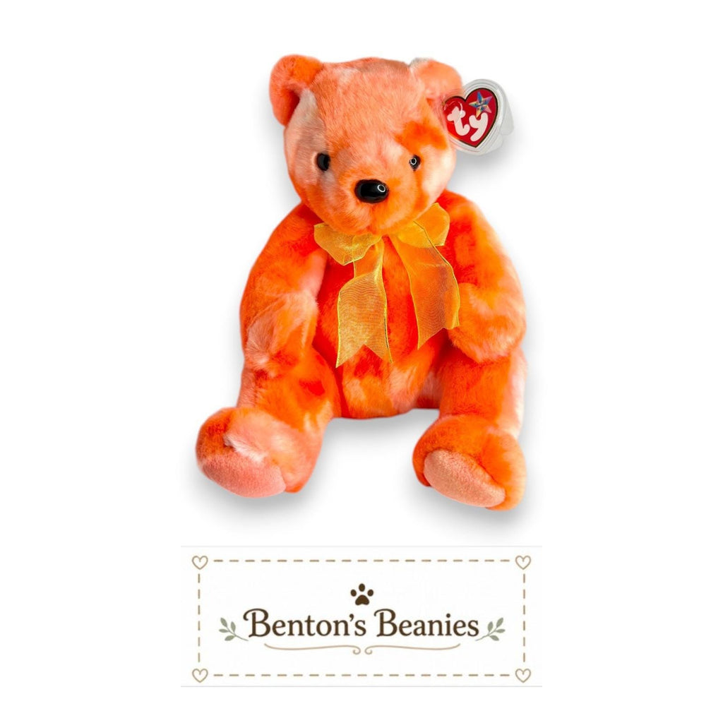 Tangerine the Bear Ty Beanie Buddy | Sunset Plush Sidekick | Mint Heart Tag