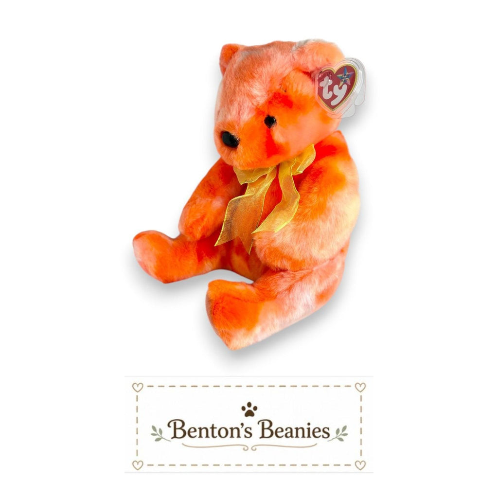 Tangerine the Bear Ty Beanie Buddy | Sunset Plush Sidekick | Mint Heart Tag