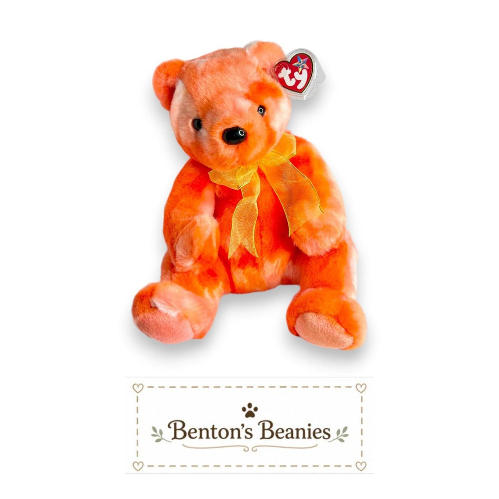 Tangerine the Bear Ty Beanie Buddy | Sunset Plush Sidekick | Mint Heart Tag