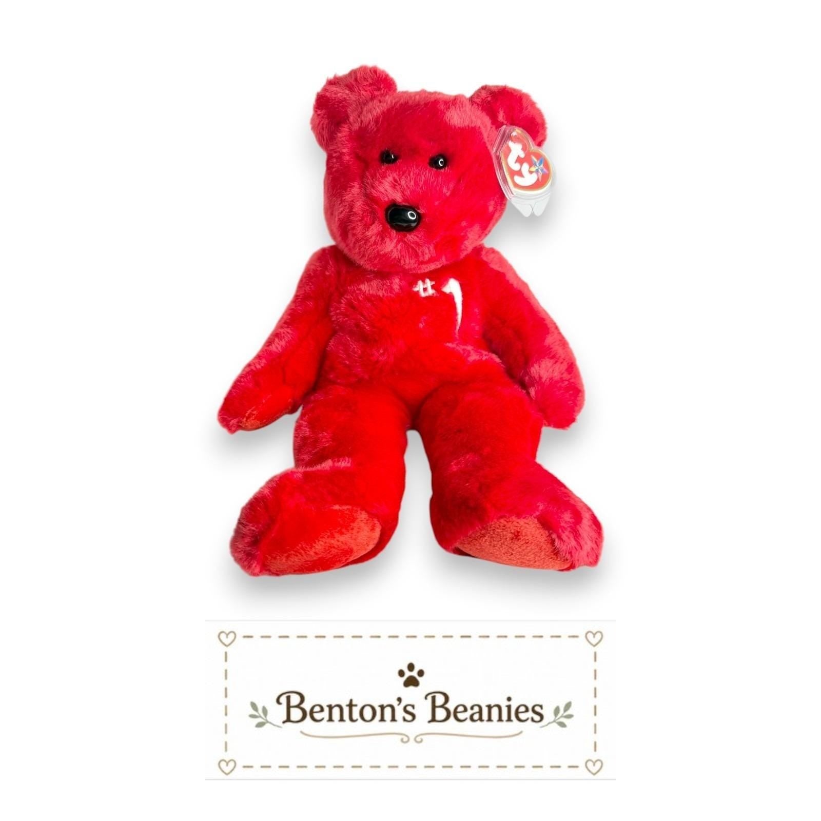 Number 1 Bear Ty Beanie Buddy | Champion Spirit | Mint Heart Tag