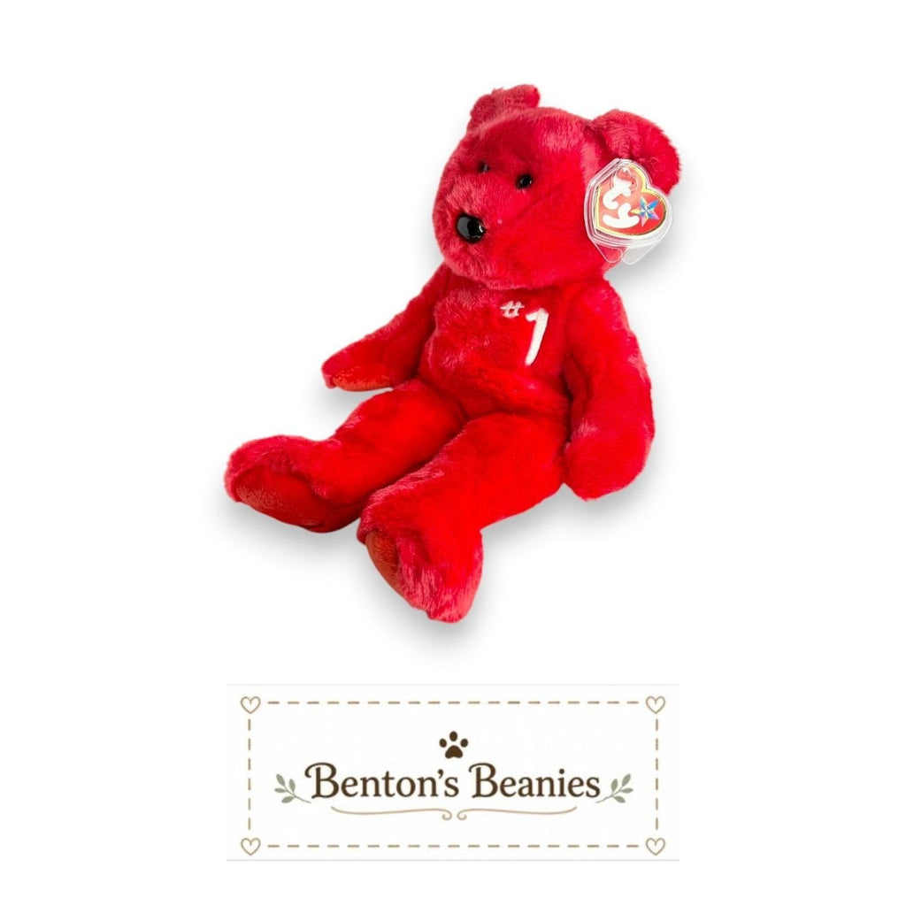 Number 1 Bear Ty Beanie Buddy | Champion Spirit | Mint Heart Tag