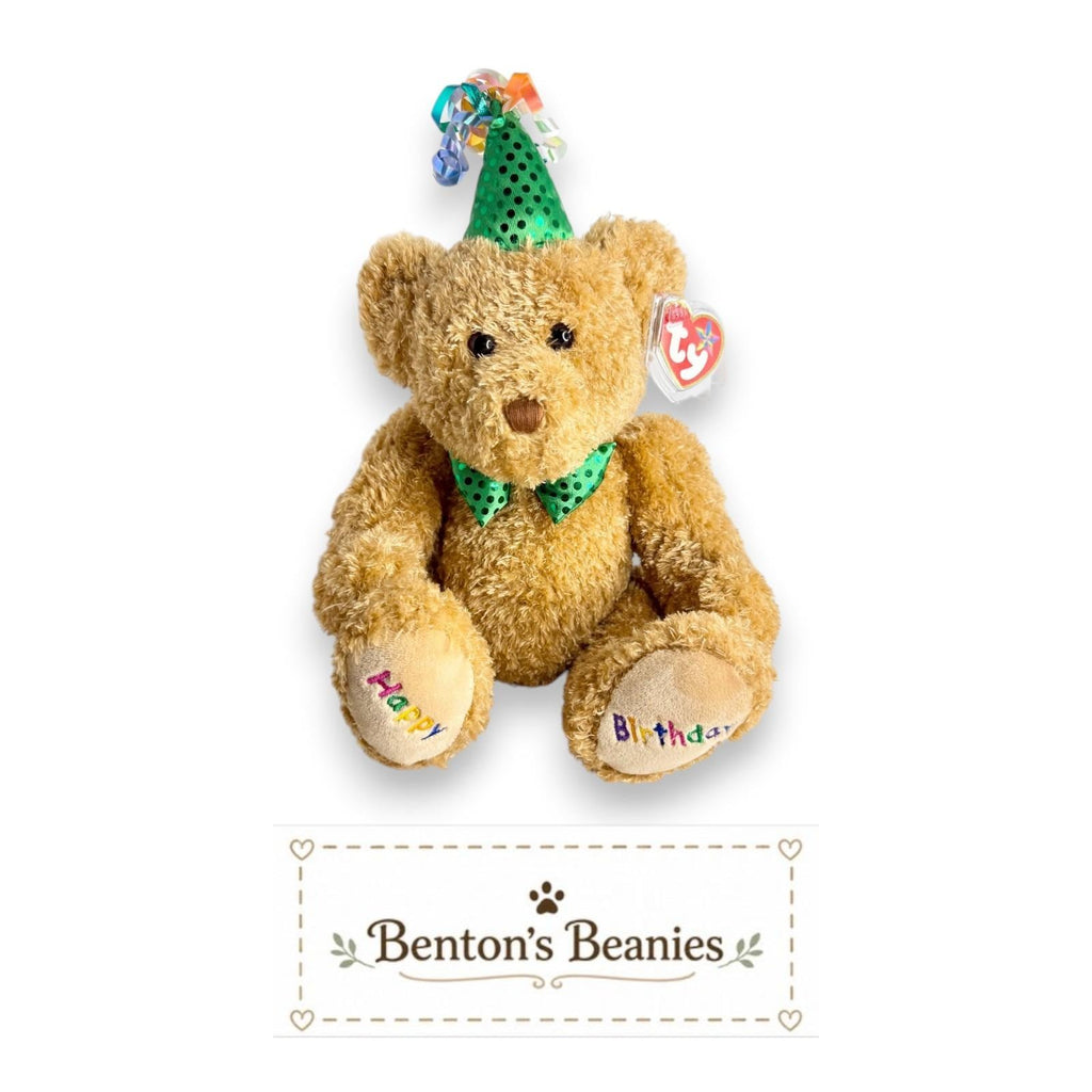 Happy Birthday Bear Ty Beanie Buddy | Green Birthday Cheer | Mint Heart Tag