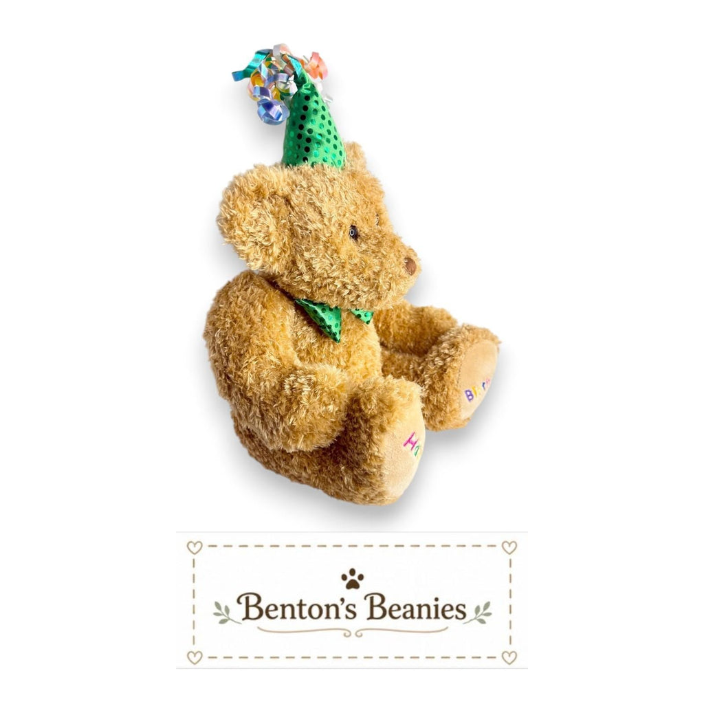 Happy Birthday Bear Ty Beanie Buddy | Green Birthday Cheer | Mint Heart Tag