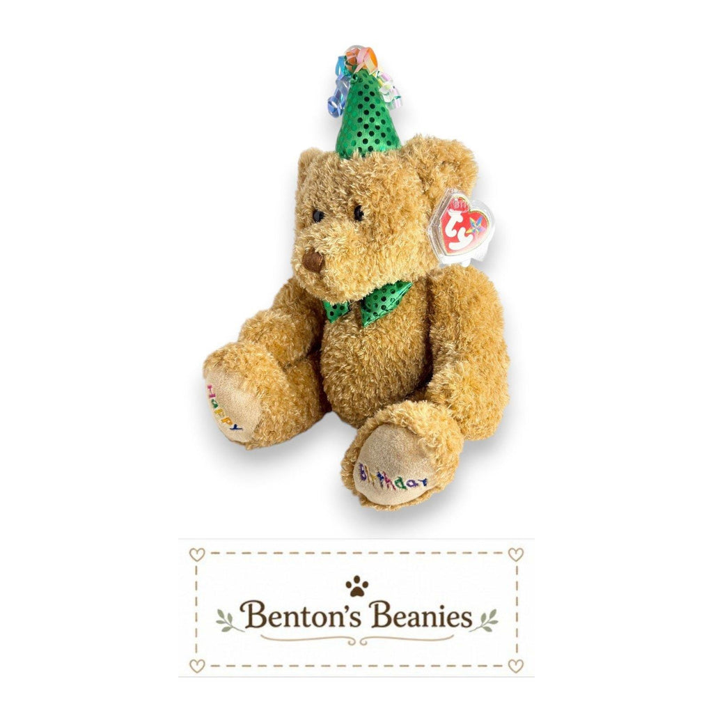 Happy Birthday Bear Ty Beanie Buddy | Green Birthday Cheer | Mint Heart Tag