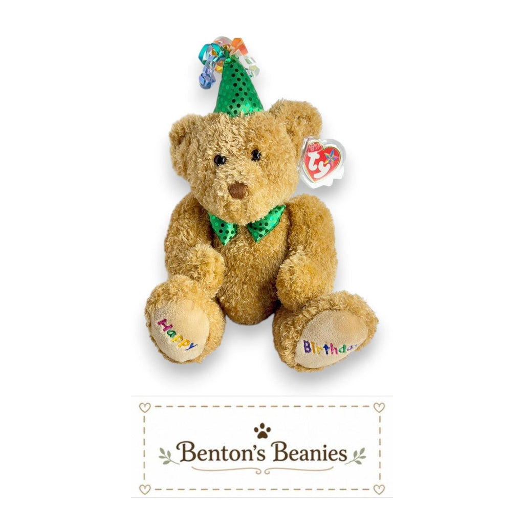 Happy Birthday Bear Ty Beanie Buddy | Green Birthday Cheer | Mint Heart Tag