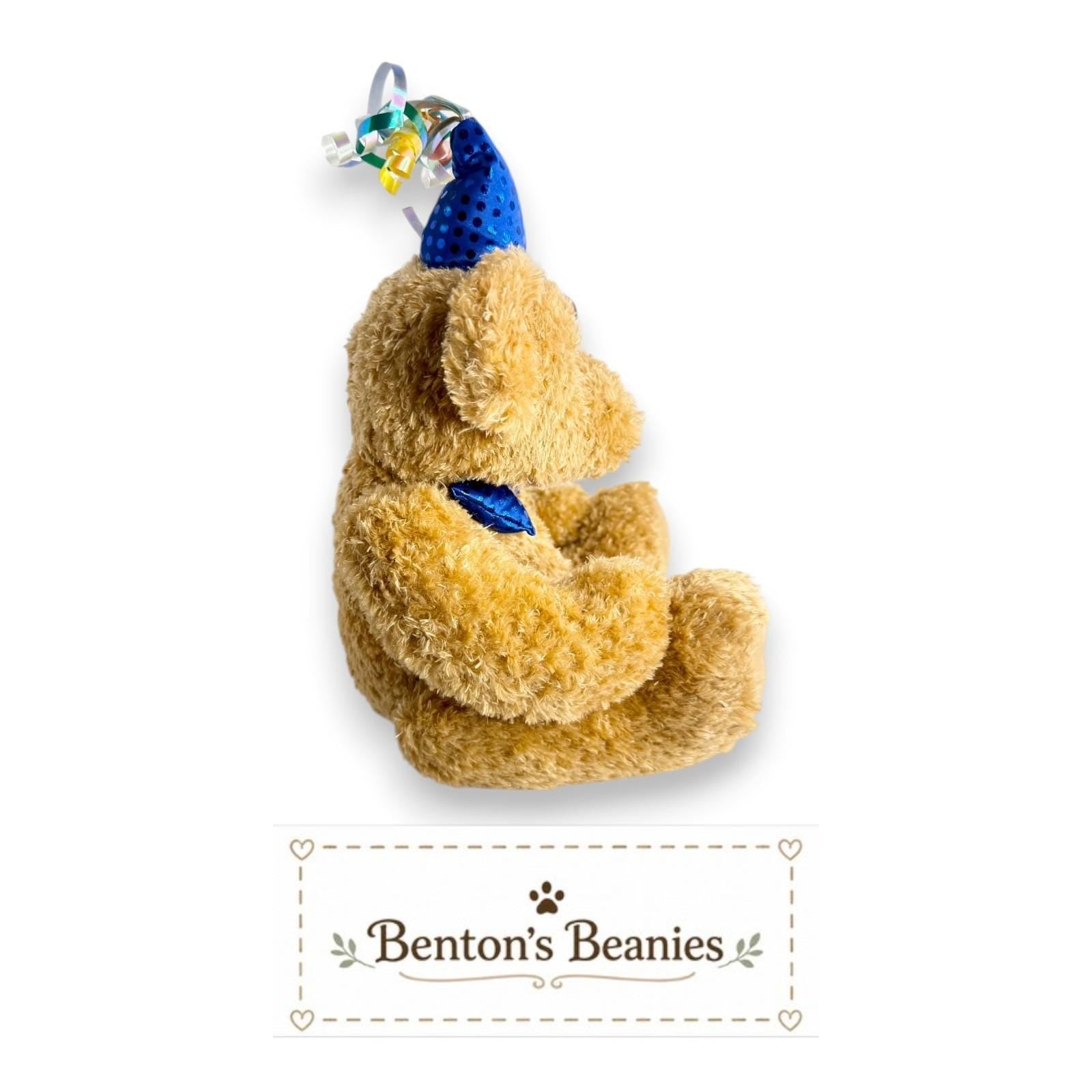 Happy Birthday Bear Ty Beanie Buddy | Blue Birthday Cheer | Mint Heart Tag
