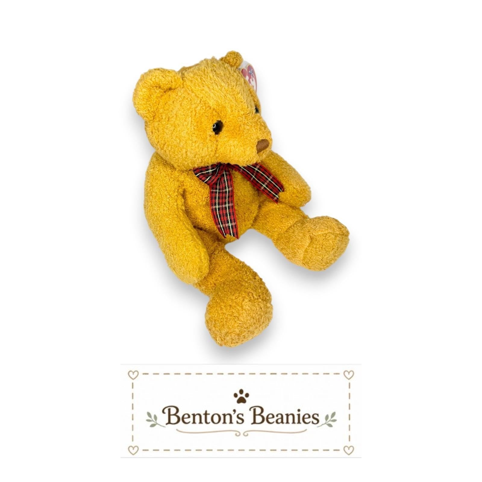 Woody the Bear Ty Beanie Buddy | Golden Teddy Treasure | Mint Heart Tag