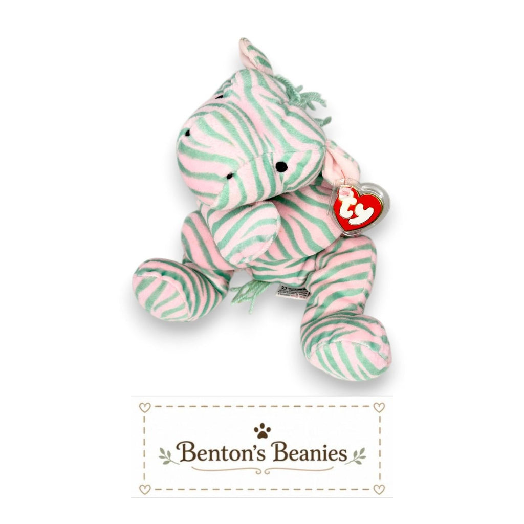 Zulu the Zebra Ty Pillow Pal | Safari Dreamer | Mint Heart Tag