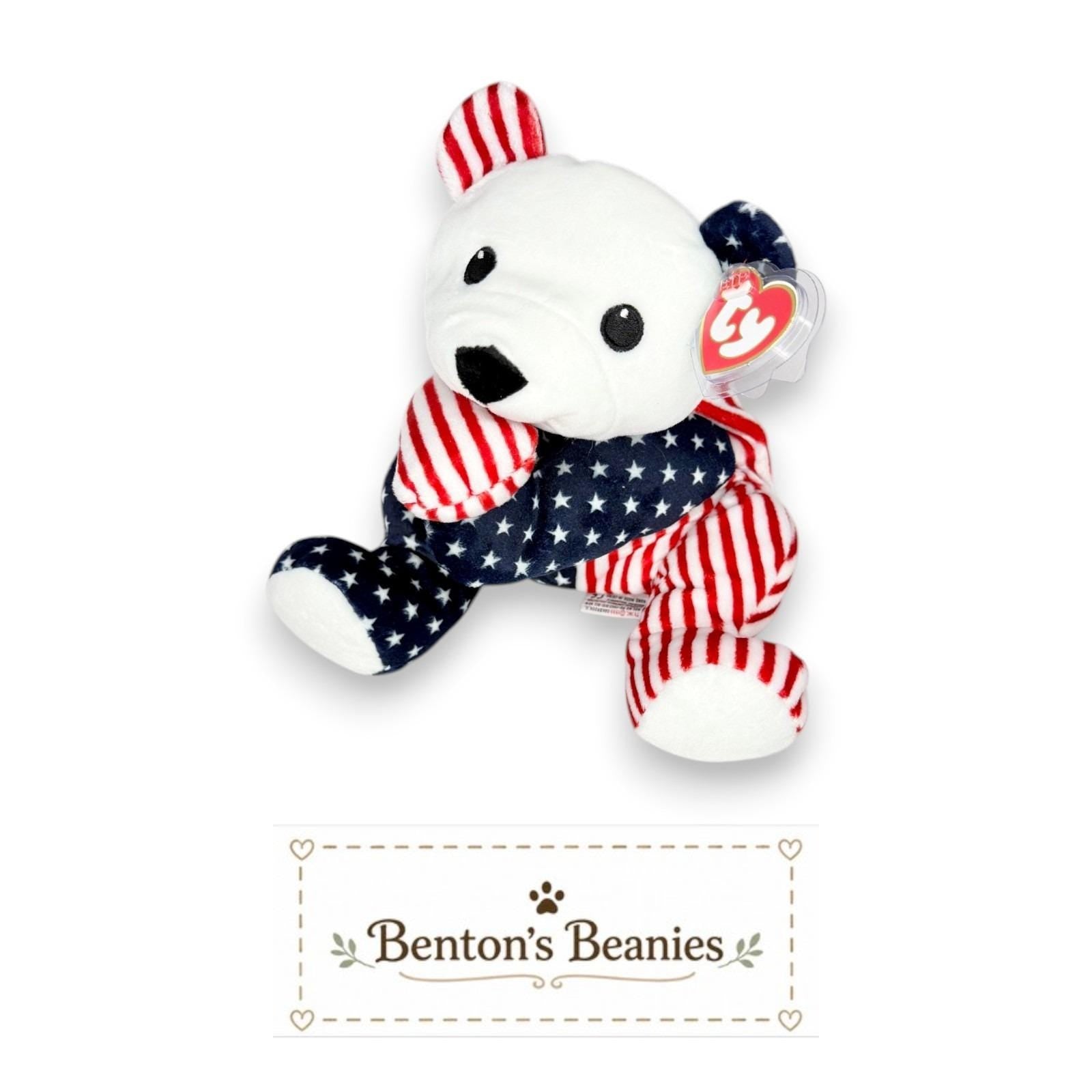 Sparkler the Bear Ty Pillow Pal | Stars & Snuggles | Mint Heart Tag