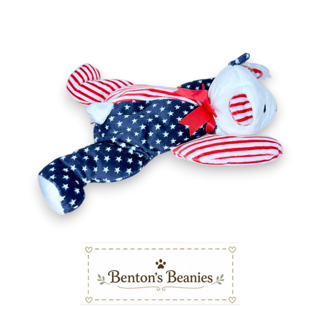 Sparkler the Bear Ty Pillow Pal | Stars & Snuggles | Mint Heart Tag