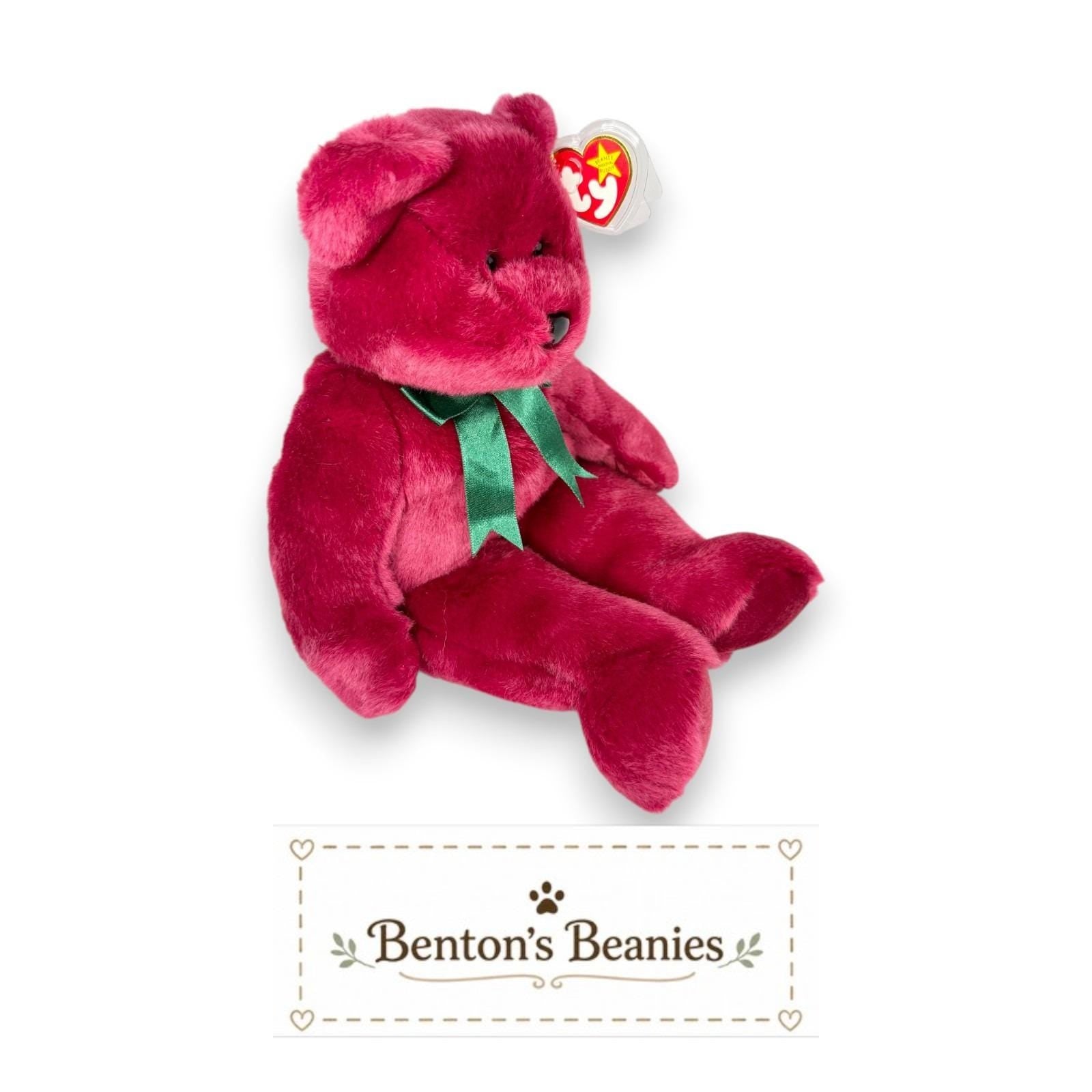 Teddy Cranberry Bear Ty Beanie Buddy | Holiday Classic | Mint Heart Tag