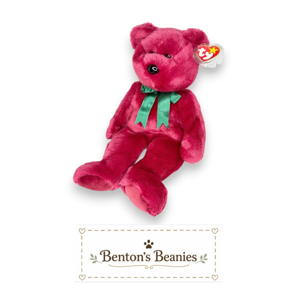 Teddy Cranberry Bear Ty Beanie Buddy | Holiday Classic | Mint Heart Tag